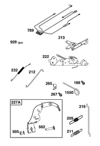 Controls Group Diagram and Parts List for 40N877-0032-B5  Briggs and Stratton Engine